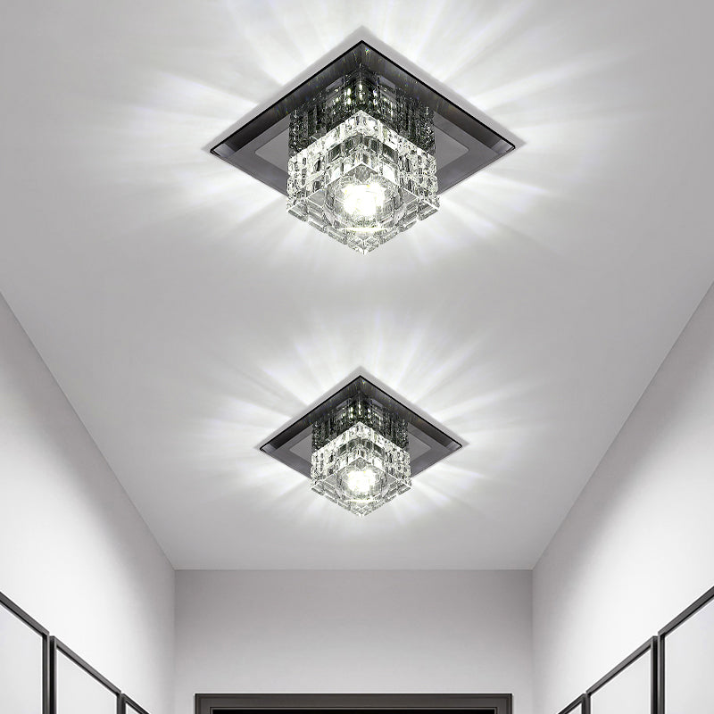 Contemporary Geometric Flush Mount Light Crystal Ceiling Light with Hole 3'' Dia