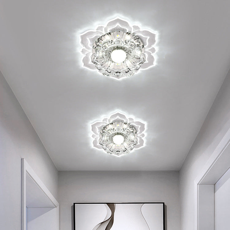 Lámpara de techo empotrada en forma de flor de estilo contemporáneo con orificio de cristal de 2-3,5 pulgadas de diámetro