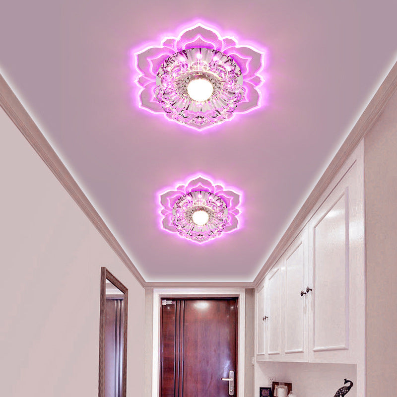 Lámpara de techo empotrada en forma de flor de estilo contemporáneo con orificio de cristal de 2-3,5 pulgadas de diámetro