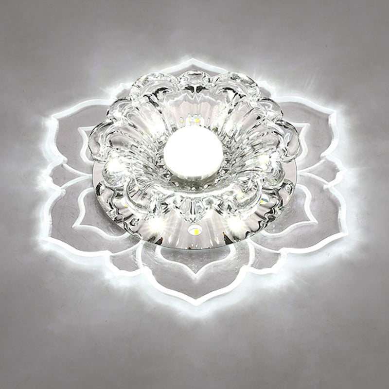 Lámpara de techo empotrada en forma de flor de estilo contemporáneo con orificio de cristal de 2-3,5 pulgadas de diámetro