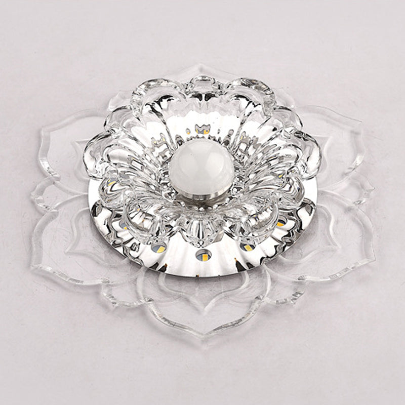 Lámpara de techo empotrada en forma de flor de estilo contemporáneo con orificio de cristal de 2-3,5 pulgadas de diámetro