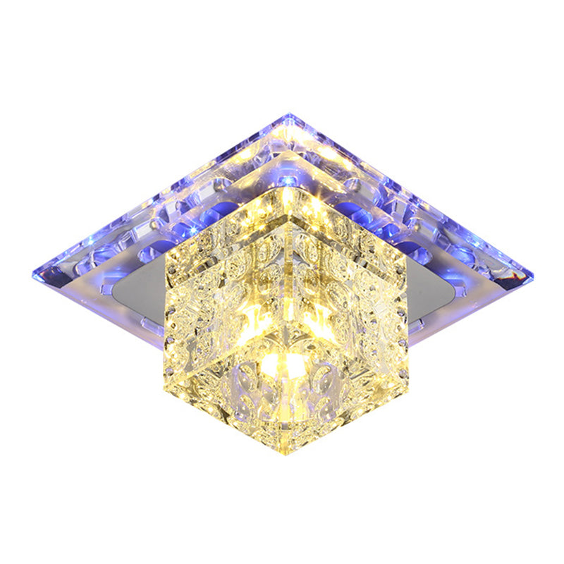 Plafonnier carré de style contemporain, plafonnier en cristal avec trou de 2 à 3.5 pouces de diamètre