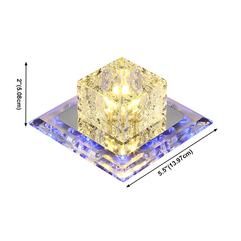 Plafonnier carré de style contemporain, plafonnier en cristal avec trou de 2 à 3.5 pouces de diamètre