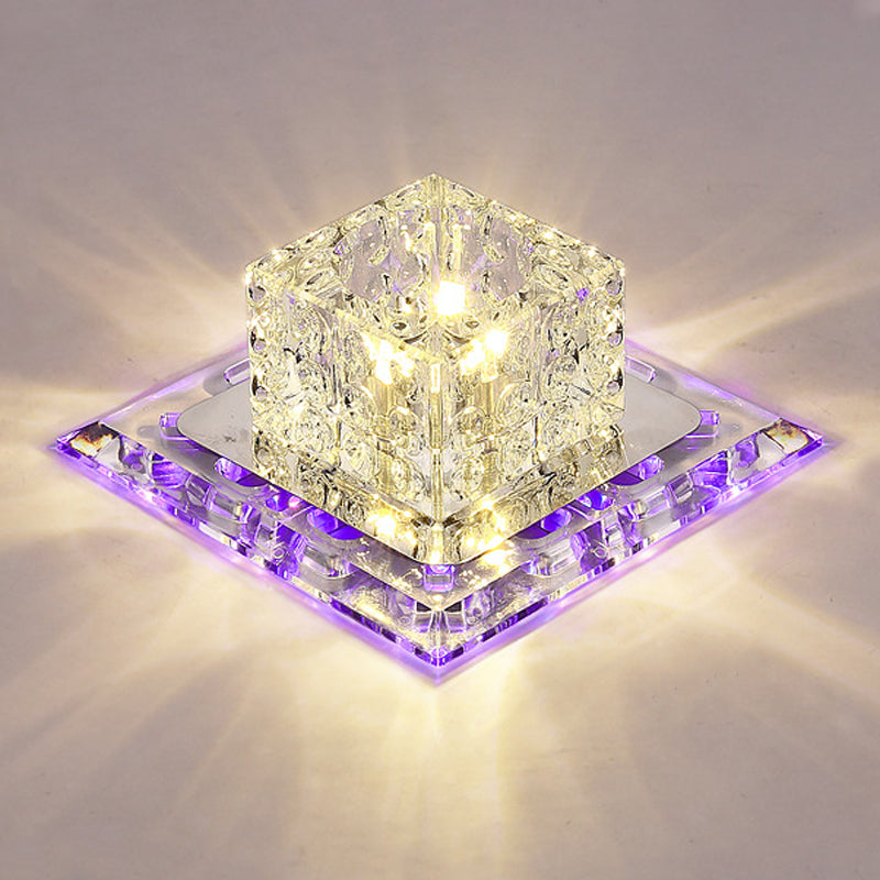 Plafonnier carré de style contemporain, plafonnier en cristal avec trou de 2 à 3.5 pouces de diamètre