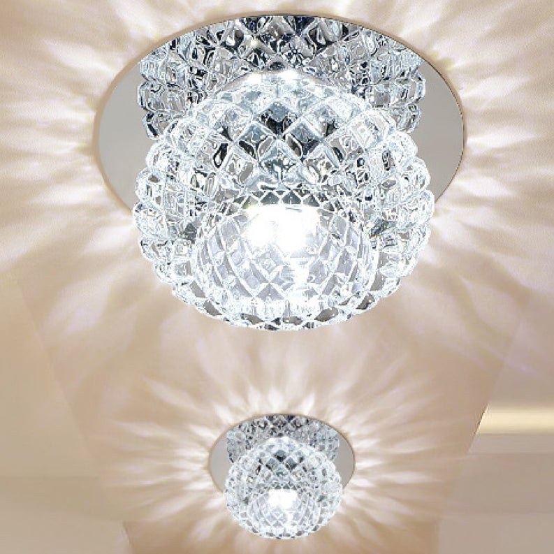 Modern Style Square Shaped Flush Mount Crystal Ceiling Fixture with Hole 3'' Dia