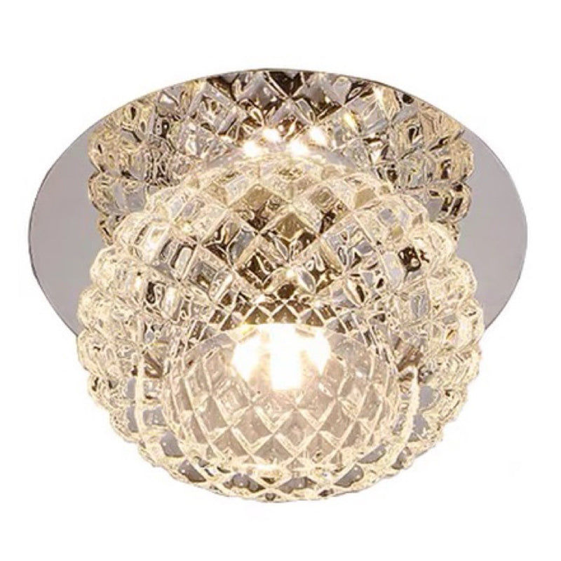 Modern Style Square Shaped Flush Mount Crystal Ceiling Fixture with Hole 3'' Dia