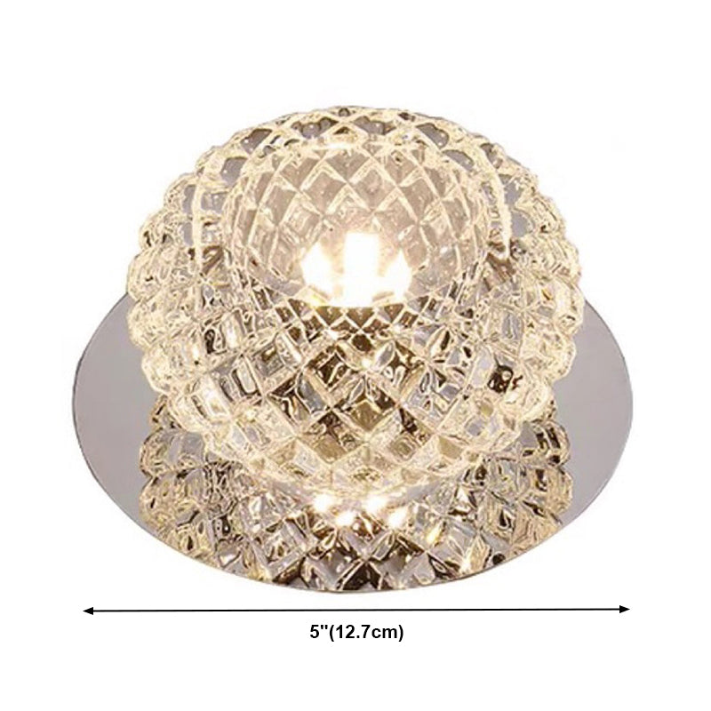 Modern Style Square Shaped Flush Mount Crystal Ceiling Fixture with Hole 3'' Dia