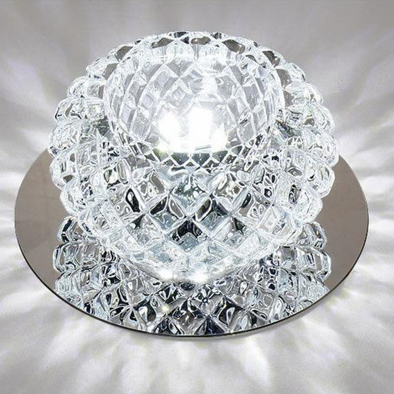 Modern Style Square Shaped Flush Mount Crystal Ceiling Fixture with Hole 3'' Dia