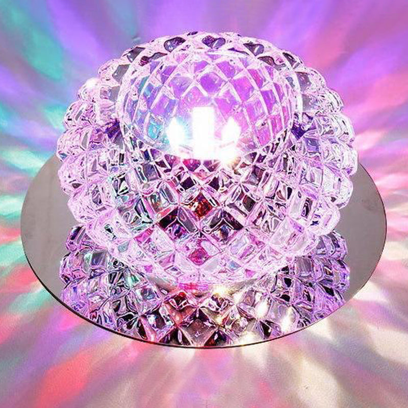 Moderne, quadratische, bündig montierte Kristall-Deckenleuchte mit Loch von 7,6 cm Durchmesser