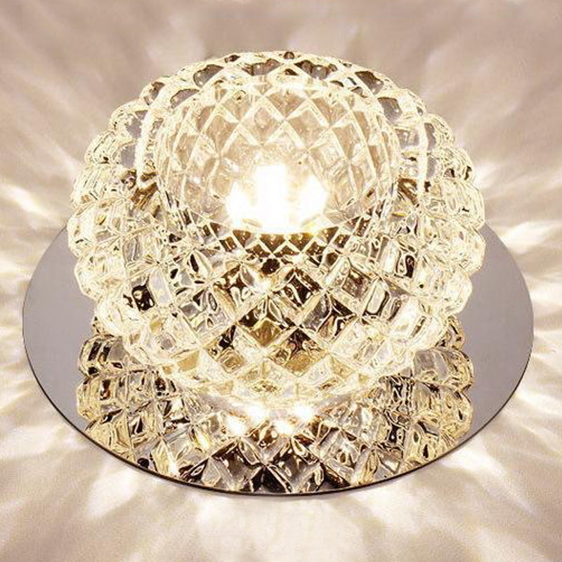 Modern Style Square Shaped Flush Mount Crystal Ceiling Fixture with Hole 3'' Dia