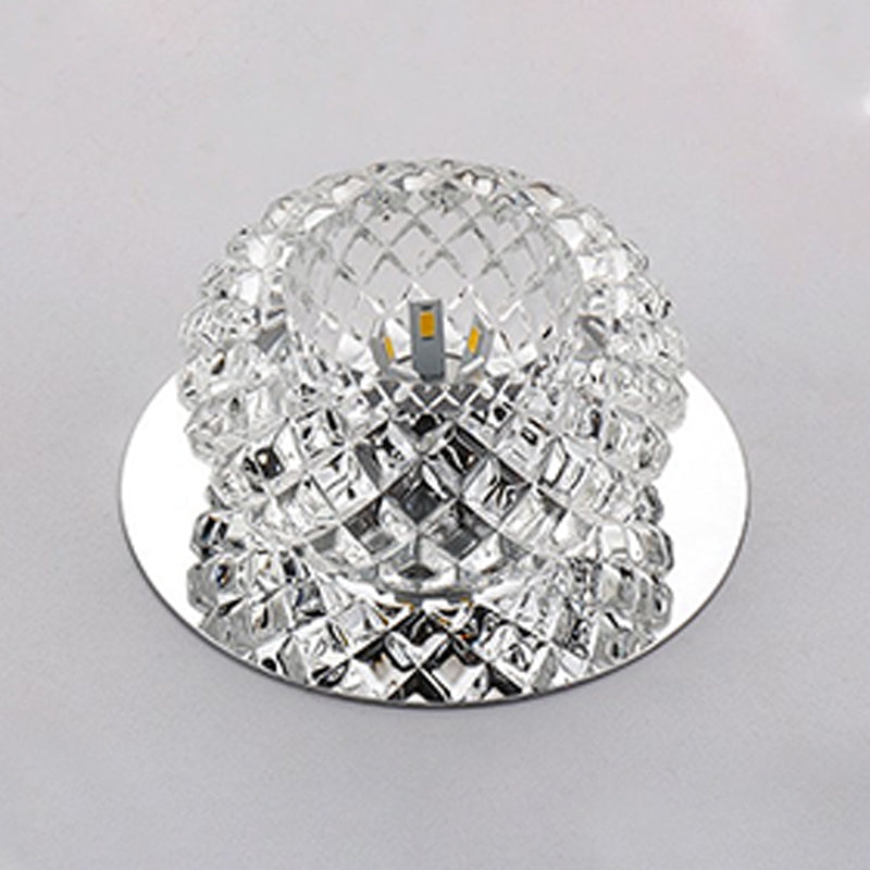 Modern Style Square Shaped Flush Mount Crystal Ceiling Fixture with Hole 3'' Dia