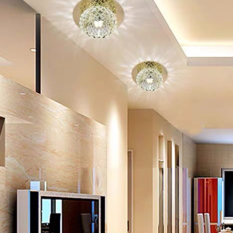 Modern Style Square Shaped Flush Mount Crystal Ceiling Fixture with Hole 3'' Dia