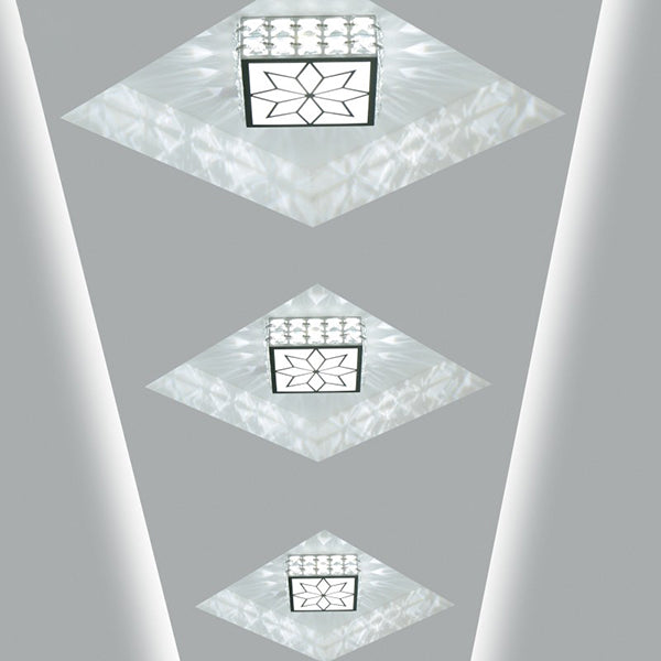Modern Creative Style Square LED Flush Mount Crystal Ceiling Light with Hole 2.5-3.5'' Dia