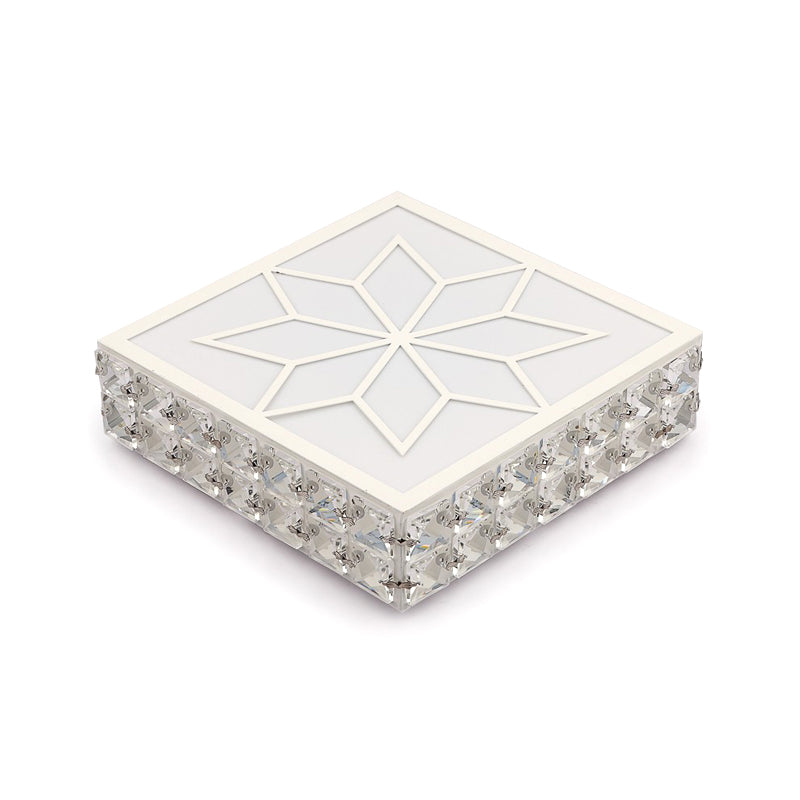 Modern Creative Style Square LED Flush Mount Crystal Ceiling Light with Hole 2.5-3.5'' Dia