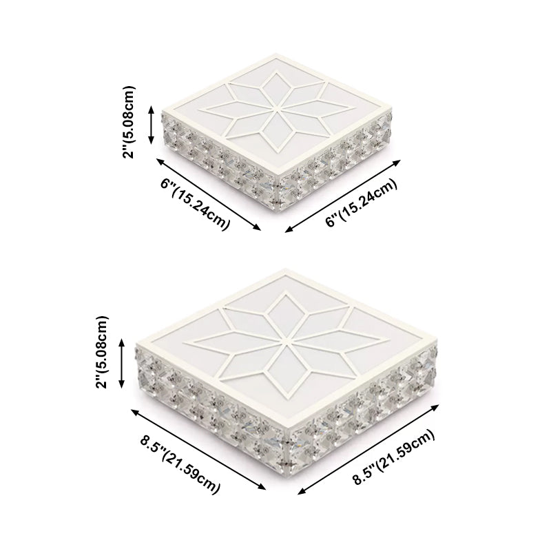 Modern Creative Style Square LED Flush Mount Crystal Ceiling Light with Hole 2.5-3.5'' Dia