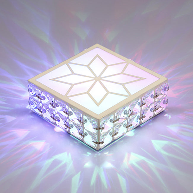 Modern Creative Style Square LED Flush Mount Crystal Ceiling Light with Hole 2.5-3.5'' Dia