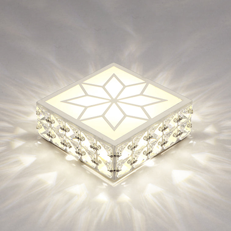 Modern Creative Style Square LED Flush Mount Crystal Ceiling Light with Hole 2.5-3.5'' Dia
