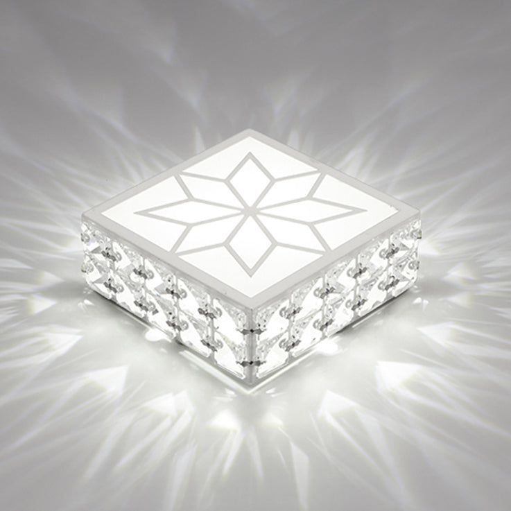 Modern Creative Style Square LED Flush Mount Crystal Ceiling Light with Hole 2.5-3.5'' Dia