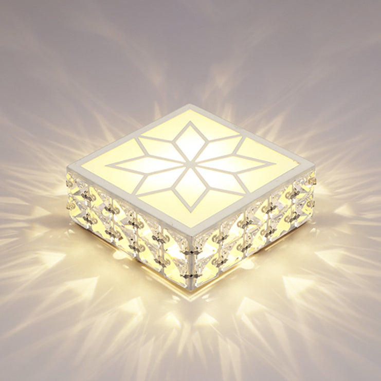 Modern Creative Style Square LED Flush Mount Crystal Ceiling Light with Hole 2.5-3.5'' Dia