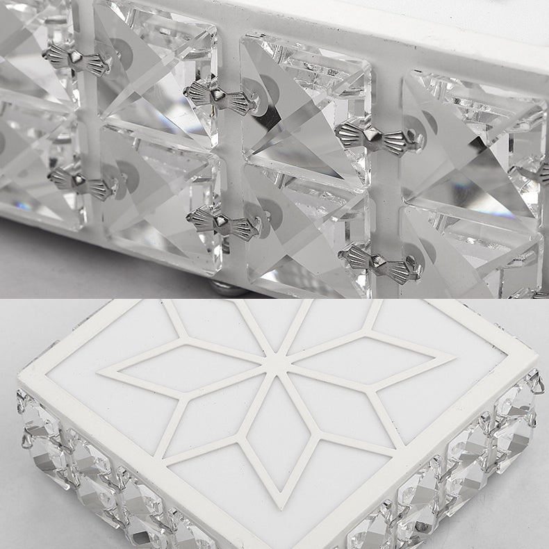 Modern Creative Style Square LED Flush Mount Crystal Ceiling Light with Hole 2.5-3.5'' Dia