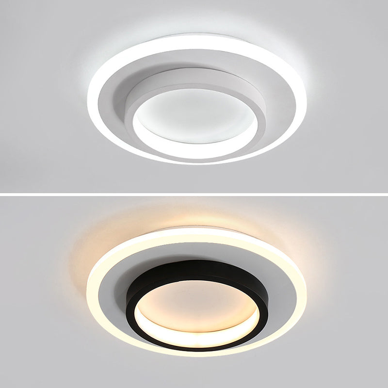 Modern Geometric Ceiling Lamp Aluminium 1 Light Flush Mount with Hole 2.5-4'' Dia