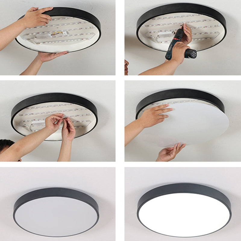 Lámpara de techo LED de forma redonda, acrílico moderno, 1 luz, montaje empotrado para sala de estar