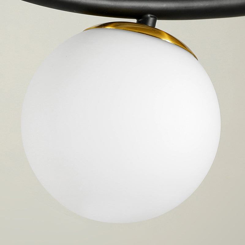 Modern Creative Globe Island Pendant Light Wrought Iron 4-Light Hanging Lamp with Glass Shade