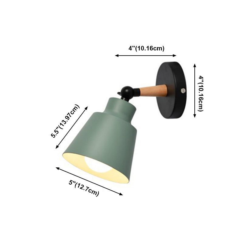 Lámpara de pared geométrica de madera de pared de la pared nórdica nórdica moderna con sombra de hierro forjado