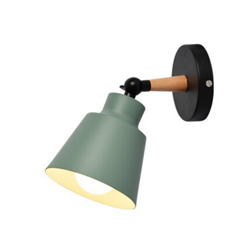 Lámpara de pared geométrica de madera de pared de la pared nórdica nórdica moderna con sombra de hierro forjado