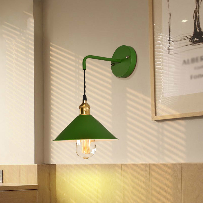 Modern Creative Hanging Wall Lamp Copper Tapered Macaroon Wall Light with Wrought Iron Shade