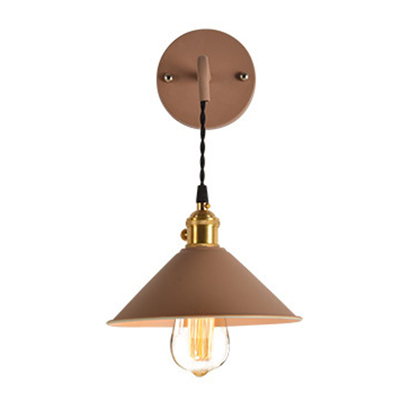 Modern Creative Hanging Wall Lamp Copper Tapered Macaroon Wall Light with Wrought Iron Shade