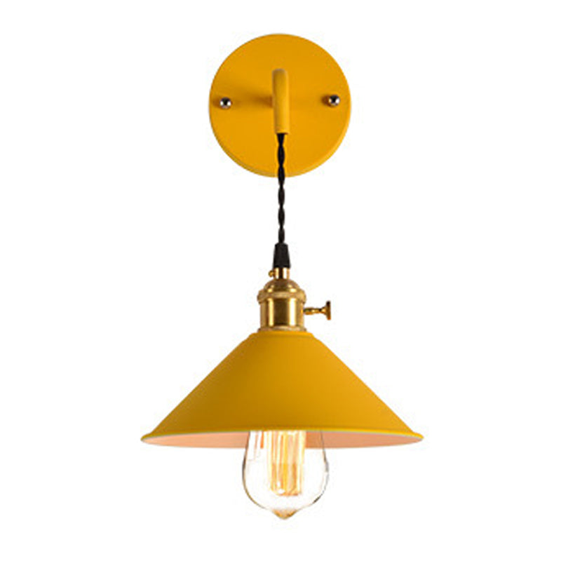 Modern Creative Hanging Wall Lamp Copper Tapered Macaroon Wall Light with Wrought Iron Shade