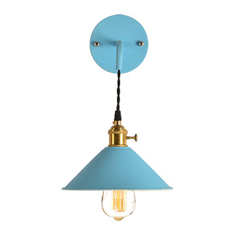 Modern Creative Hanging Wall Lamp Copper Tapered Macaroon Wall Light with Wrought Iron Shade