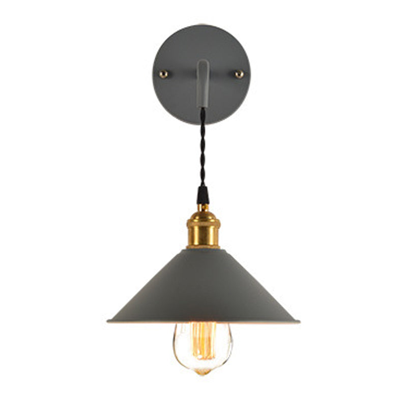 Modern Creative Hanging Wall Lamp Copper Tapered Macaroon Wall Light with Wrought Iron Shade