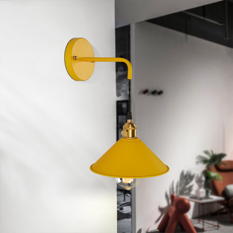 Modern Creative Hanging Wall Lamp Copper Tapered Macaroon Wall Light with Wrought Iron Shade