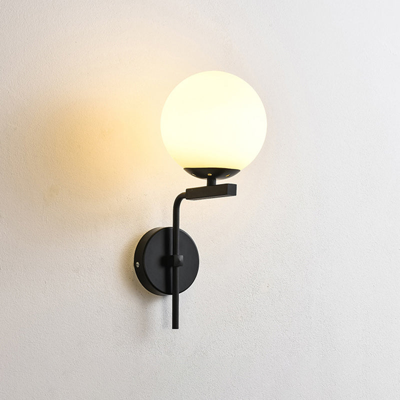 Iluminación de pared de sombra esférica de estilo nórdico 1 luces lámpara de apliques para dormitorio