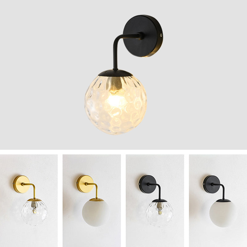 Iluminación de pared de sombra esférica de estilo nórdico 1 luces lámpara de apliques para dormitorio