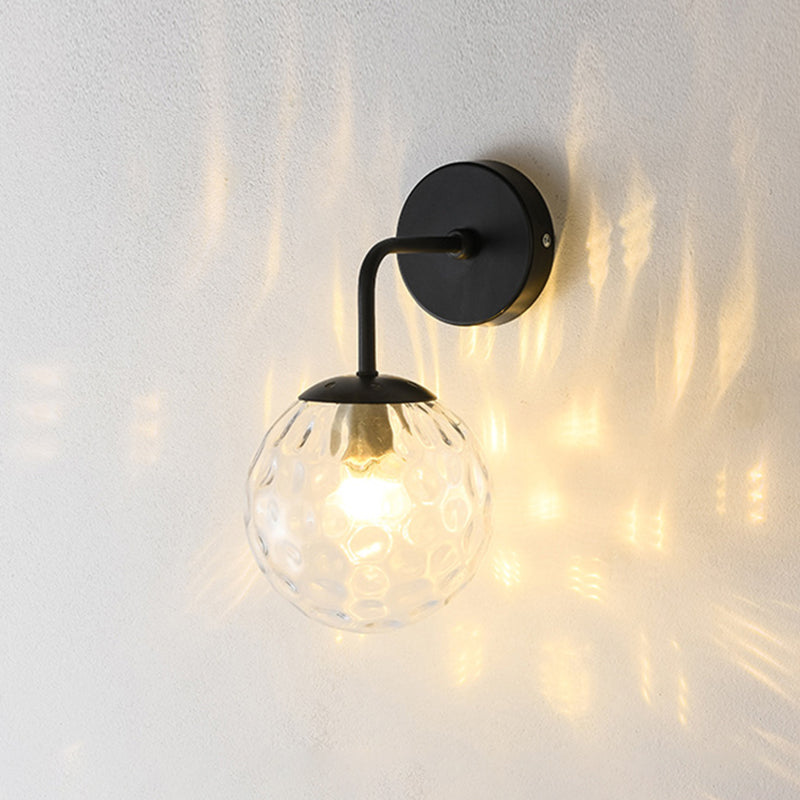 Iluminación de pared de sombra esférica de estilo nórdico 1 luces lámpara de apliques para dormitorio