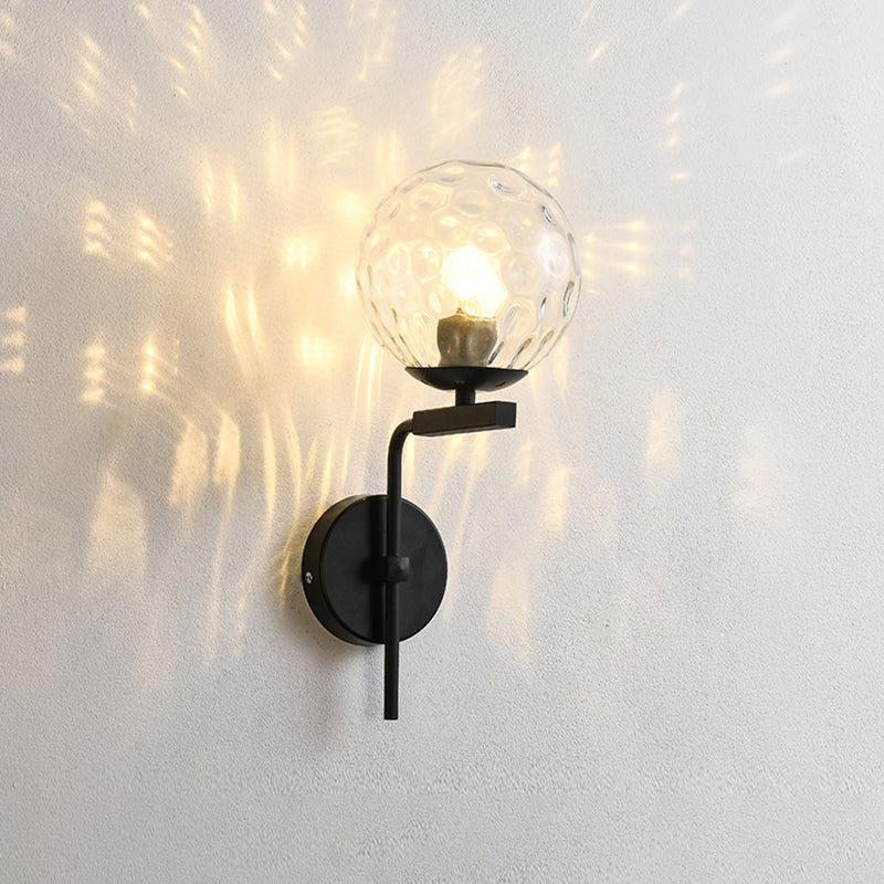 Iluminación de pared de sombra esférica de estilo nórdico 1 luces lámpara de apliques para dormitorio