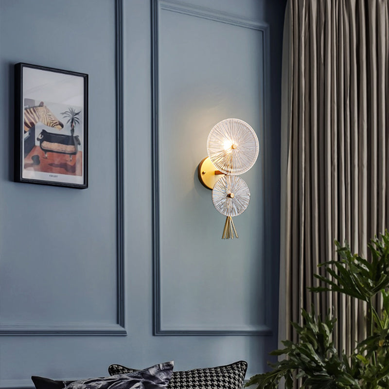 Double Circle Shade Wall Lighting Postmodern Style Glass 1 Lights Sconce Lamp