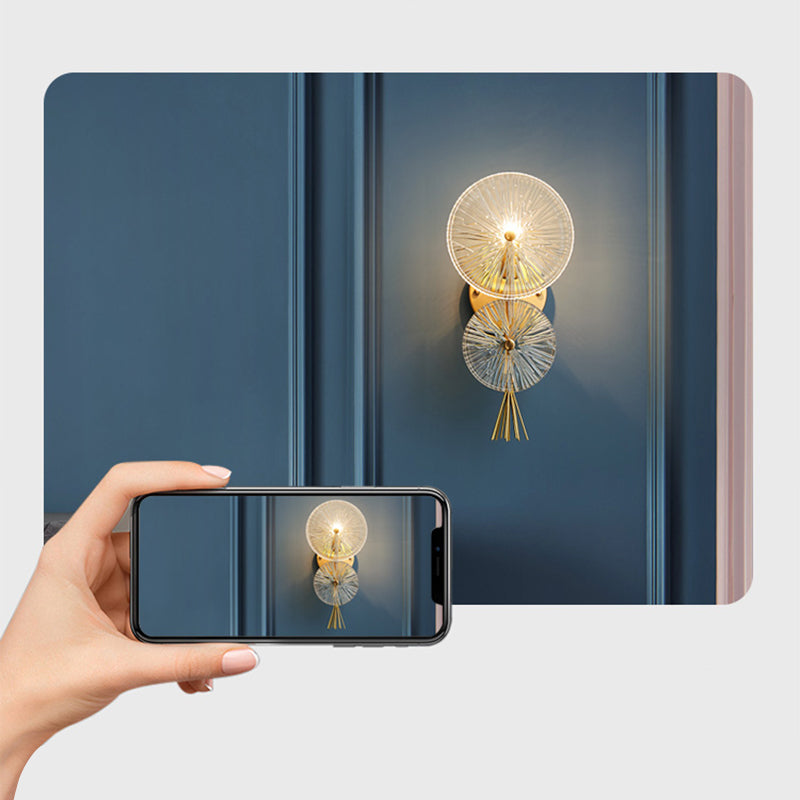 Double Circle Shade Wall Lighting Postmodern Style Glass 1 Lights Sconce Lamp