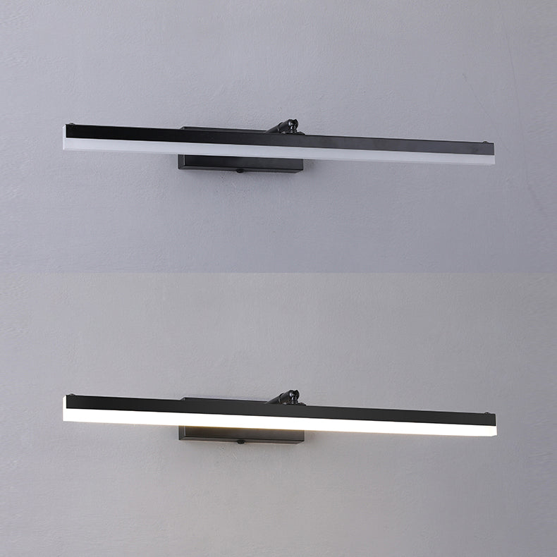 Metal 1-Light LED Wall Sconce in Modern Style Linear Shade Mirror Wall Lighting in Black