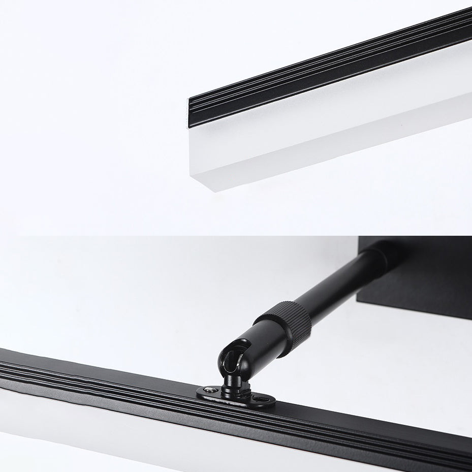 Metal 1-Light LED Wall Sconce in Modern Style Linear Shade Mirror Wall Lighting in Black