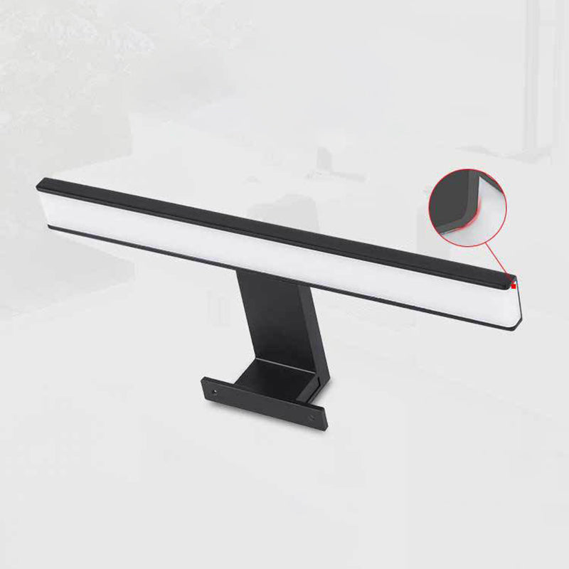 1-Light Metal Linear Shade Wall Sconce Modern Style Mirror Wall Lighting in Black