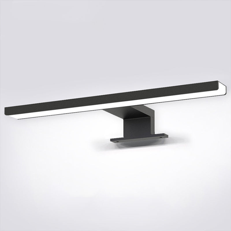 1-Light Metal Linear Shade Wall Sconce Modern Style Mirror Wall Lighting in Black