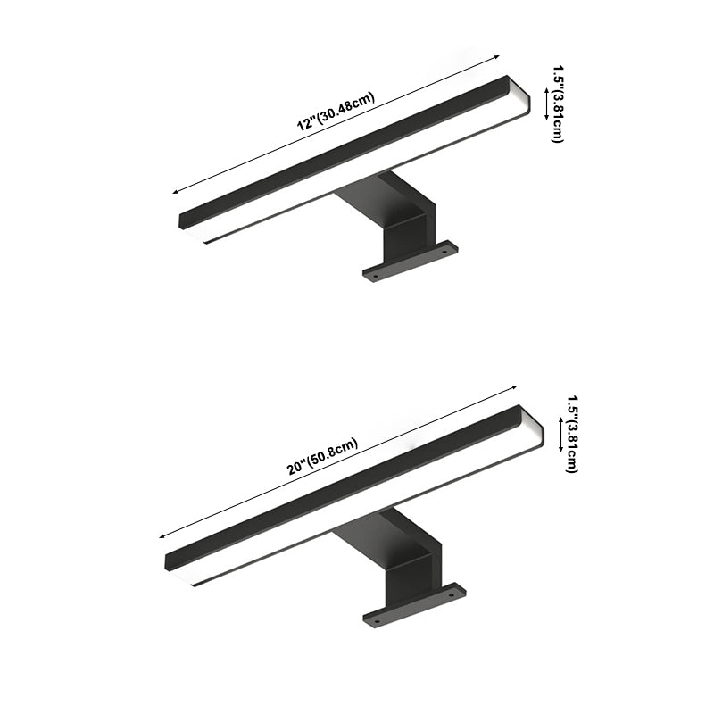 1-Light Metal Linear Shade Wall Sconce Modern Style Mirror Wall Lighting in Black