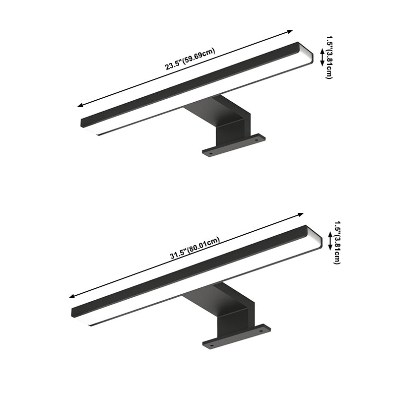 1-Light Metal Linear Shade Wall Sconce Modern Style Mirror Wall Lighting in Black