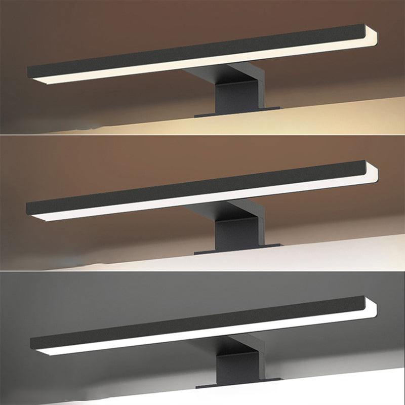 1-Light Metal Linear Shade Wall Sconce Modern Style Mirror Wall Lighting in Black