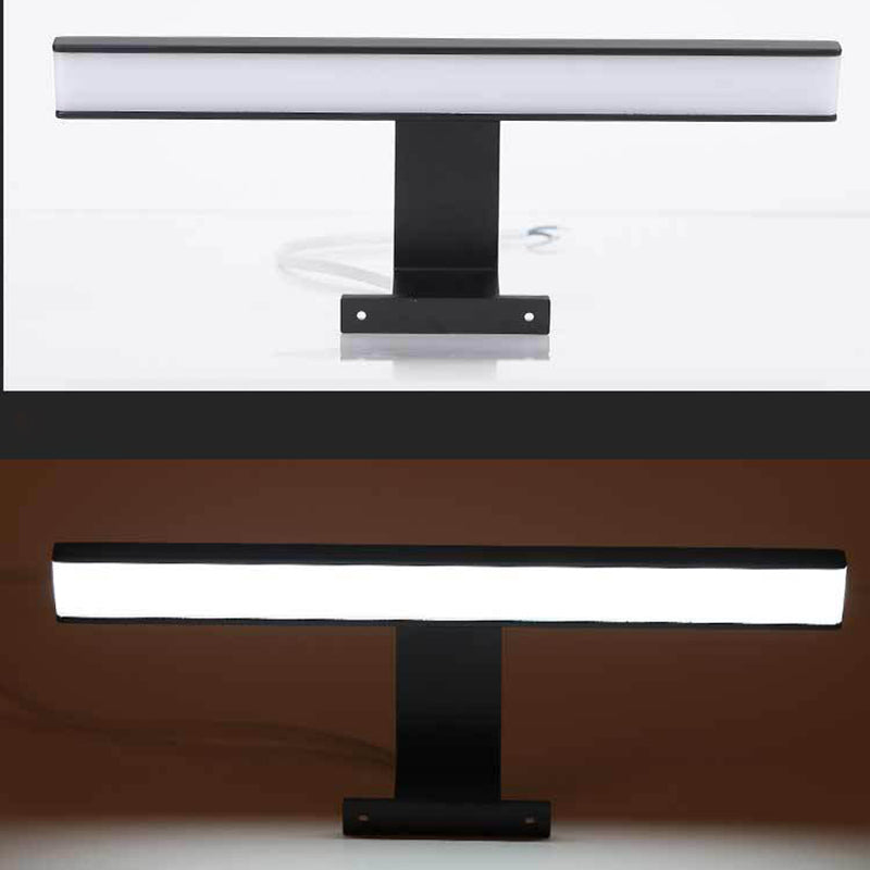 1-Light Metal Linear Shade Wall Sconce Modern Style Mirror Wall Lighting in Black