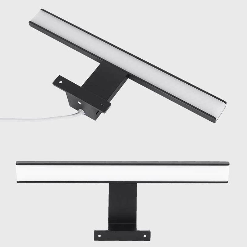 1-Light Metal Linear Shade Wall Sconce Modern Style Mirror Wall Lighting in Black